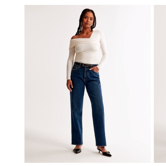 Abercrombie & Fitch Curve Love Vintage Straight High Rise Jeans Long Size 27 4L - Picture 1 of 16